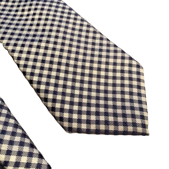 MICHAEL Michael Kors 100% Silk Tie Blue and White Checkered Patterned - Picture 4 of 8